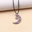 Fashion Color-necklace Leather Star And Moon Necklace