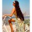 Fashion V-neck One-piece Suit Polyester Printed One Piece Swimsuit Beach Skirt Set