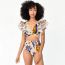 Fashion Strap Separate Suit Polyester Printed Swimsuit With Knotted Beach Skirt Set