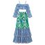 Fashion V-neck Ruffle One-piece Suit (umbrella Skirt) Polyester Printed One Piece Swimsuit Beach Skirt Set