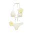 Fashion White Polyester Halter Neck Floral Tankini Bikini