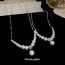 Fashion Necklace - Silver Geometric Pearl Beads Necklace