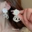 Fashion White Crystal Beaded Flower Earrings