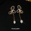 Fashion Ear Clip-gold-right (real Gold Plating) Metal Butterfly Pearl Earrings With Diamonds (single)