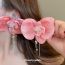 Fashion Pink Fabric Flower Pearl Earrings