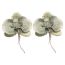 Fashion Green Fabric Flower Pearl Earrings
