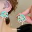Fashion Green-pink-square Alloy Diamond Pentagram Earrings