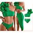 Fashion Green Nylon Flower One-shoulder High-waist Children's One-piece Swimsuit