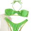 Fashion Green Plaid Polyester Plaid Halterneck Tankini Swimsuit Bikini