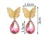 Fashion Gold Stainless Steel Drop Diamond Butterfly Earrings