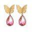Fashion Gold Stainless Steel Drop Diamond Butterfly Earrings
