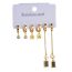 Fashion Gold Stainless Steel Diamond Geometric Earring Set