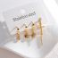 Fashion Gold Stainless Steel Diamond Heart Star Cross Earring Set