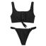Fashion Black Nylon Knotted Tankini Swimsuit Bikini