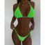 Fashion Green Nylon Pleated Halterneck Lace-up One-piece Swimsuit Bikini
