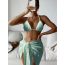Fashion Light Green Nylon Halterneck Split Swimsuit Bikini Three-piece Set