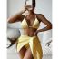 Fashion Yellow Nylon Halterneck Split Swimsuit Bikini Three-piece Set