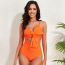 Fashion Orange Red Nylon Knotted Hollow One-piece Swimsuit