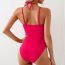 Fashion Scarlet Polyester Halterneck Hollow One-piece Swimsuit