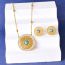 Fashion Set 2 Stainless Steel Pattern Medallion Necklace And Earrings Set