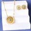Fashion Set 1 Titanium Steel And Diamond Blue Pine Round Necklace And Earrings Set
