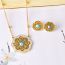 Fashion Sparse Pattern Titanium Steel Diamond Blue Pine Flower Necklace And Earrings Set