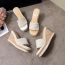Fashion White Square Toe Platform Woven Sandals