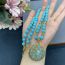 Fashion Suit Turquoise Beaded Round Necklace Ring Earrings Set