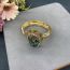 Fashion Ring Metal Diamond Oval Abalone Ring