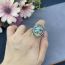 Fashion Ring Metal Diamond Oval Abalone Ring