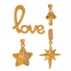 Fashion Golden 4 Copper Inlaid Zircon Five-pointed Star Pendant Accessories