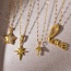 Fashion Golden 4 Titanium Steel Inlaid Zirconium Five-pointed Star Pendant Necklace