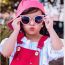 Fashion Children's Glossy Black Pc Round Children's Sunglasses