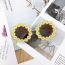 Fashion Dark Yellow Daisy Pc Flower Round Sunglasses