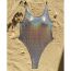 Fashion Silver Polyester Solid Color One Piece Swimsuit
