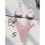 Fashion Pink Polyester Halterneck Strappy One-piece Swimsuit Bikini
