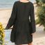 Fashion Black Polyester Chiffon Bell Sleeve Ruffle Skirt