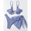 Fashion Haze Blue Polyester Solid Color Split Swimsuit Beach Skirt Set