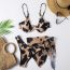 Fashion Brown Cow Flower Polyester Printed Swimsuit Bikini Beach Skirt Set