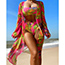 Fashion 2# Polyester Printed High-waisted Tankini Swimsuit Cover-up Set
