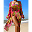 Fashion 3# Polyester Printed High-waisted Tankini Swimsuit Cover-up Set