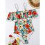 Fashion Green Polyester Printed Ruffle One-piece Swimsuit