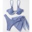 Fashion Light Blue Polyester Split Swimsuit Beach Skirt Set