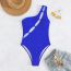 Fashion Brown Polyester Pleated One-shoulder Cutout Swimsuit
