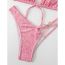 Fashion Pink Polyester Printed Halterneck Tankini Swimsuit Bikini