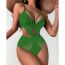 Fashion Green Nylon Mesh Patchwork Hollow One-piece Swimsuit