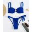 Fashion Royal Blue Polyester Lace-up One-piece Swimsuit