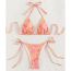 Fashion Pink 2 Polyester Halterneck Lace-up One-piece Swimsuit Bikini