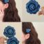 Fashion Denim Blue Rose Hairpin Fabric Flower Hairpin