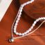 Fashion Silver Pearl Beaded Heart Double Layer Necklace